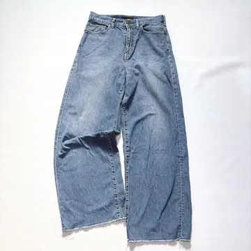 새상품급 띠어리 밑단 컷오프 와이드 데님 팬츠 인디고 블루 26