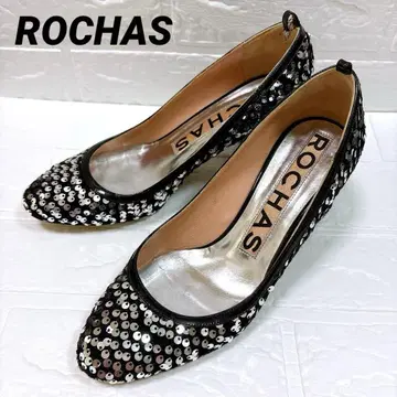 ROCHAS 로샤스 스팽글 펌프스 37 1/2 24.5cm 블랙