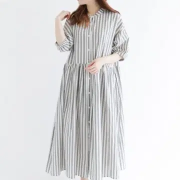 사만사 모스모스 스탠드 카라 원피스 (스트라이프)