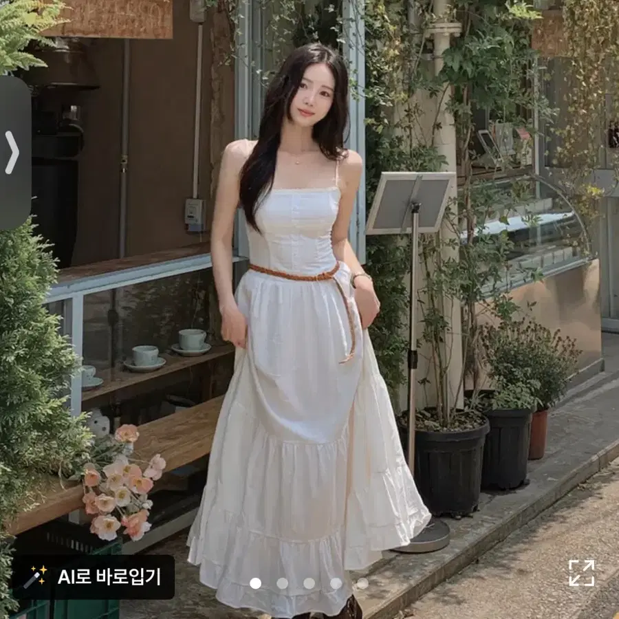 스퀘어넥 레이스 스모크밴딩 롱 나시 원피스