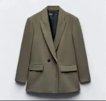 ZARA 더블 브레스트 테일러드 자켓 카키