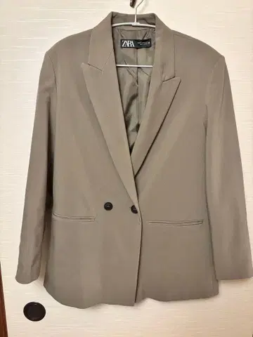 ZARA 더블 브레스트 테일러드 자켓 카키