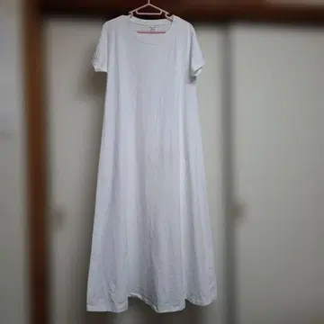 챔피온 A라인 롱 티셔츠 원피스 화이트 M