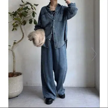 doudou 리오셀 데님 와이드 팬츠 36