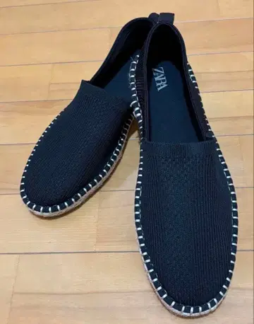 [ ZARA ] 자라 남성용 니트 원단 에스파드리유 슬립온 27cm 블랙