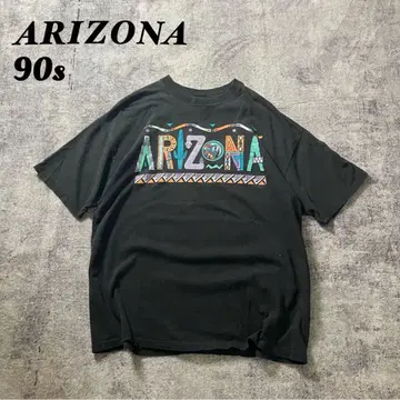 90s ARIZONA 로고 프린트 T셔츠 USA제 XL 블랙 짧은 기장 아메카지 구제 의류