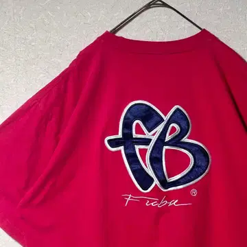 구제 FUBU 빅 로고 와펜 자수 T셔츠 후부 힙합 XXL
