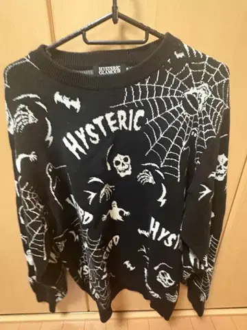 HYSTERIC GLAMOUR 스컬 거미줄 니트 스웨터 M
