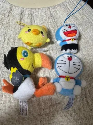 도라에몽 봉제 인형 스트랩 4개 세트