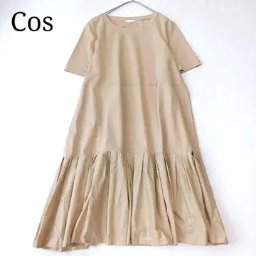 [ Cos ] 롱 원피스 플레어 내추럴 루즈핏 무지 반팔 L