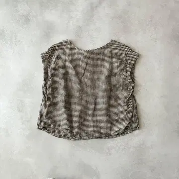 HAVERSACK 깅엄 체크 슬리브리스 블라우스 린넨