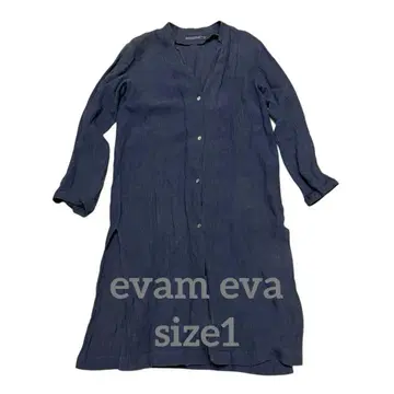 에붐에바 린넨 100 evam eva 셔츠 원피스 네이비 S