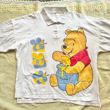90s 디즈니 빈티지 푸우 피케 셔츠풍 T셔츠 XL 사이즈