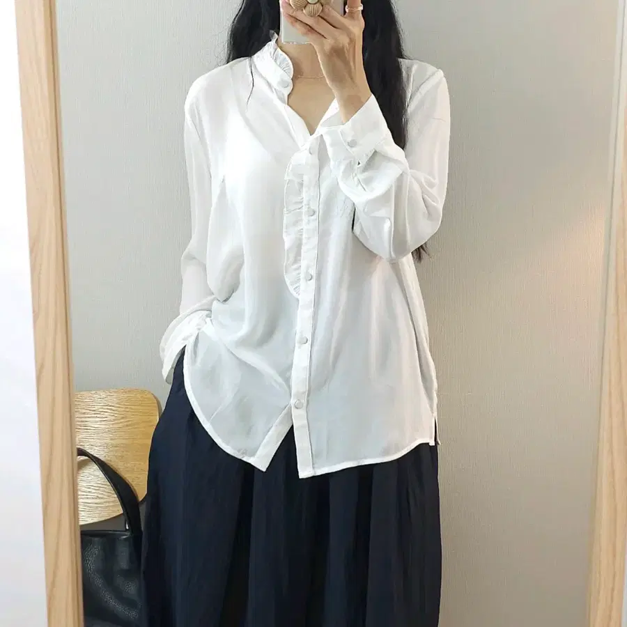 (M)ab.plus 여성 긴팔 셔츠 블라우스 프릴 J9W4407