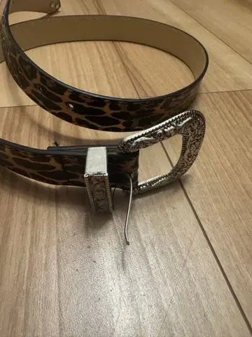 레오파드 무늬 벨트 웨스턴 버클