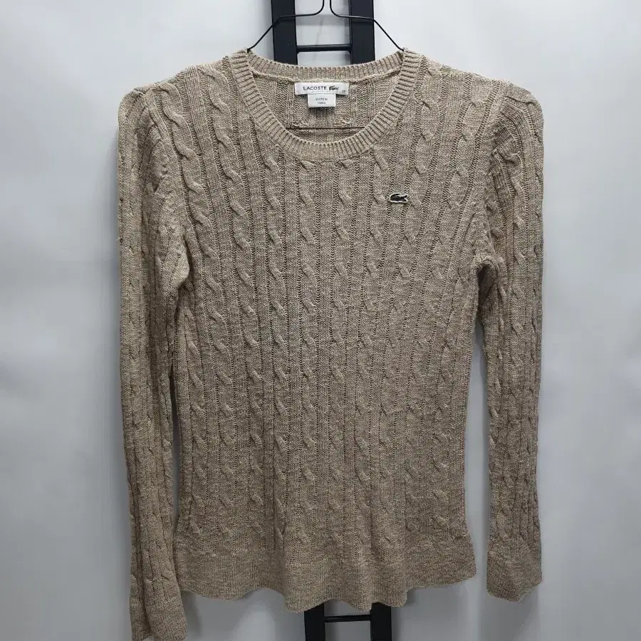 라코스테 꽈배기 니트 코튼 케이블 스웨터 베이지 38