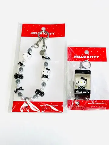 새상품 산리오 로리즈팜 키티 DOT 스트랩 도트 블랙