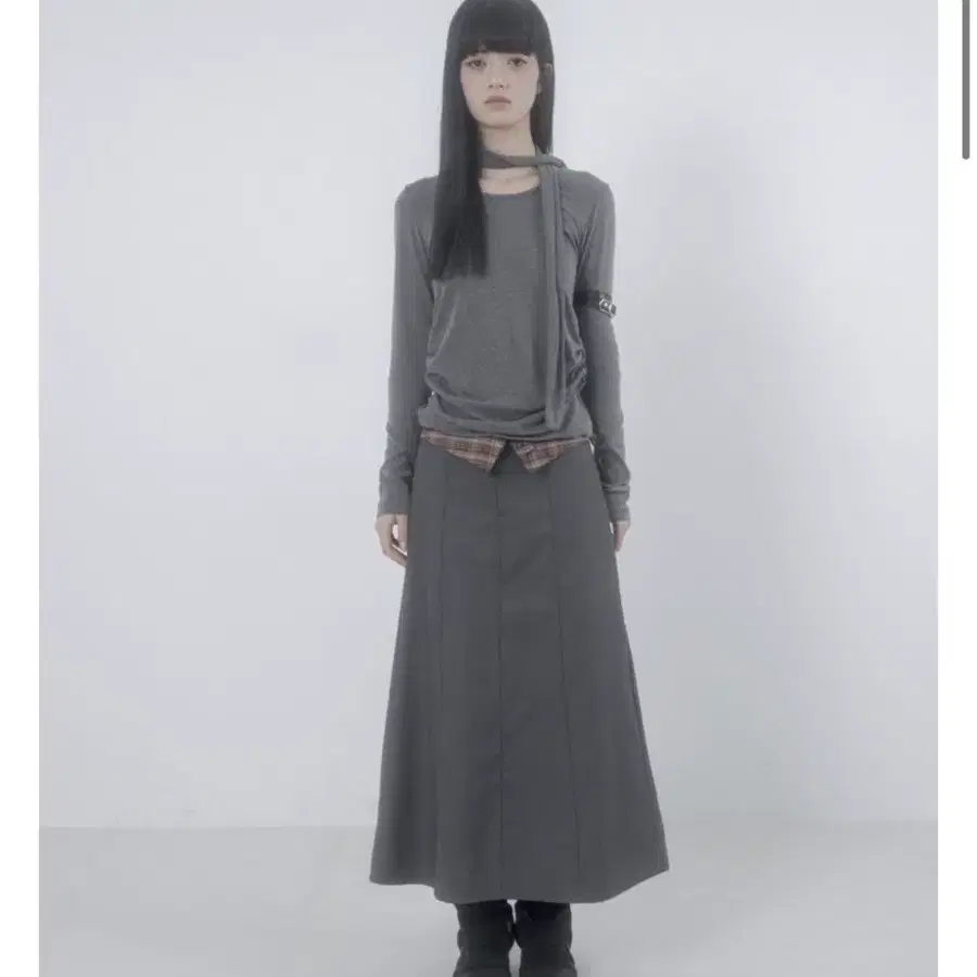 Wsc archive Folded check maxi skirt 1