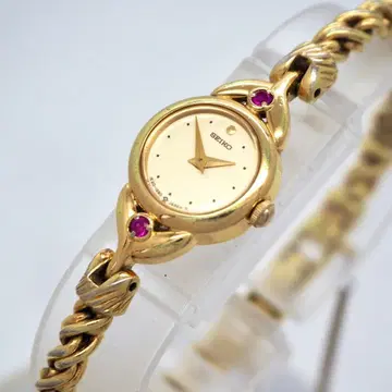 325 작동 SEIKO 시계 골드 여성용 2P 루비 라운드 앙증맞은