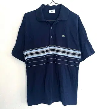 [레어] LACOSTE 라코스테 멀티 보더 피케 셔츠 네이비 3