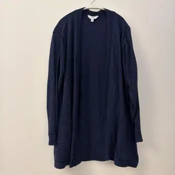타임앤트루 무지 가디건 노카라 긴팔 XL 네이비 면 외출