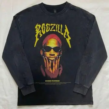 [컨디션 최상] 데니스 로드맨 롱티 L 블랙 워시 가공 RODZILLA