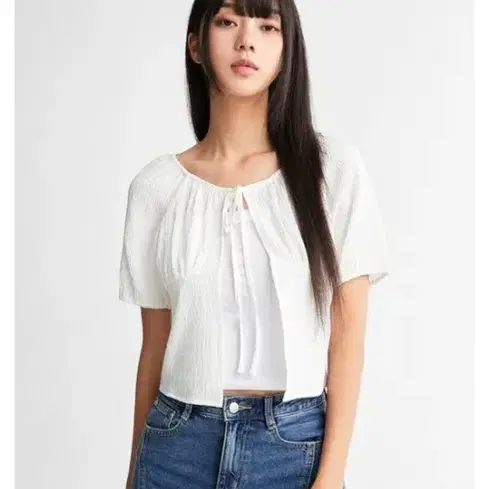 크롭탑 블라우스 흰색
