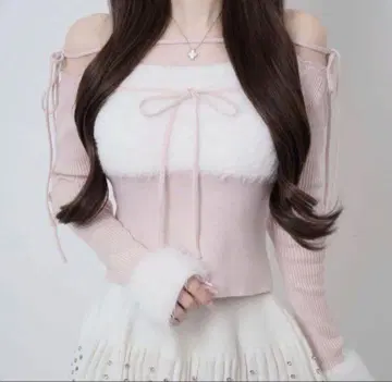 루미뇽 Lumignon 리본 bust fluffy 탑스