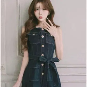 데님 원피스 IND 슬리브리스 벨트 포함 Darich FLEE L
