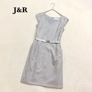 J&R 벨트 V넥 원피스 그레이 계열 M 울 실크 포멀