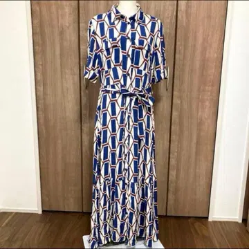 [새상품급] ZARA 기하학 패턴 반팔 맥시 원피스 올 패턴 봄/여름 셔츠