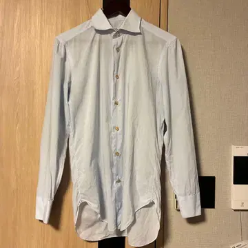 Kiton 키튼 스테디셀러 색스 블루 드레스 셔츠 와이드 칼라