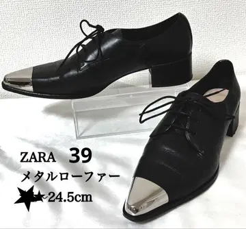 ZARA 메탈 로퍼 레이스업 가죽 신발 [ 39 ]