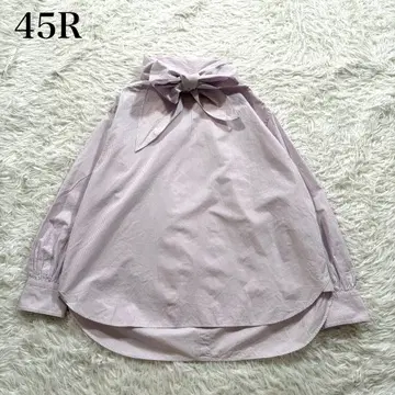 새상품급 45R 180번 삼자 리본 블라우스 체크 상의