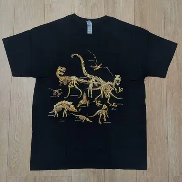Atlas Screen Printing 공룡 골격 프린트 T셔츠 L