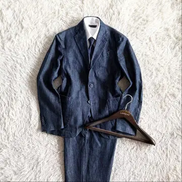 [ 새상품급 ] LARDINI 린넨 코튼 데님 수트 사이즈 46