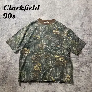 90s USA제 Clarkfield 리얼트리 카모플라쥬 포켓 T셔츠 L 카모 무늬