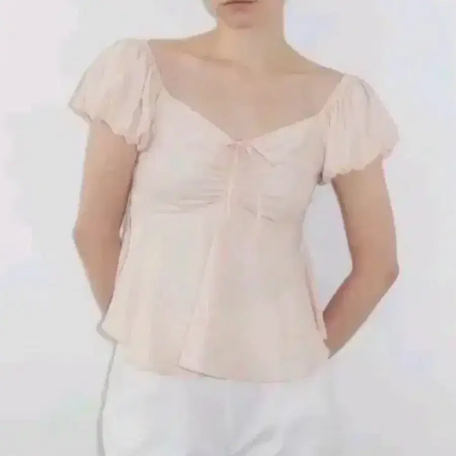 시눈 Puff Sleeve Shirring Blouse 퍼프 슬리브 셔링 블라우스 핑크