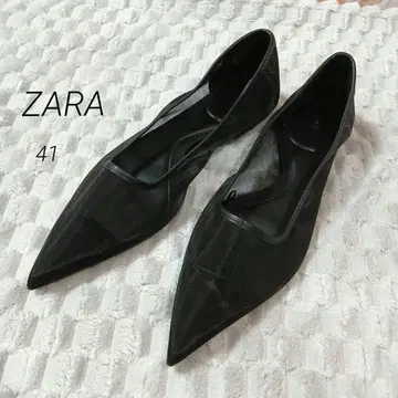 새상품급 ZARA 자라 스틸레토 플랫 펌프스 블랙 41