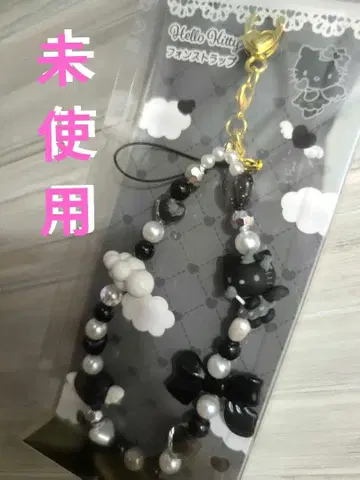 미사용 Hello Kitty 폰 스트랩 블랙