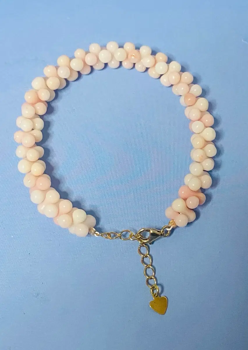 산호 원석 은 (S925 옐로골드 도금) 팔찌
