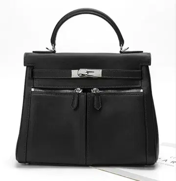 블랙 핸드백 프리미엄 가죽 켈리라키 28cm