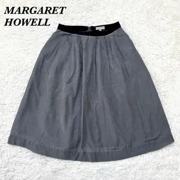 MARGARET HOWELL 무릎 기장 플레어 스커트 2 그레이
