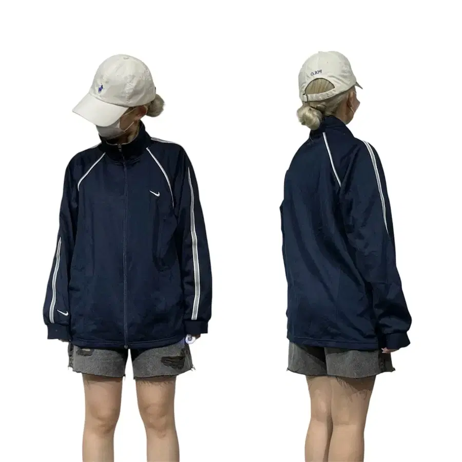 나이키 네이비 화이트 사이드 라인 트랙탑 져지 M