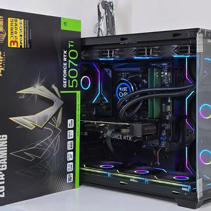 (새제품 RTX5070Ti, 9800X3D 수랭 블랙)32GB, 1000W, 수랭쿨러, 방송게이밍컴퓨터본체