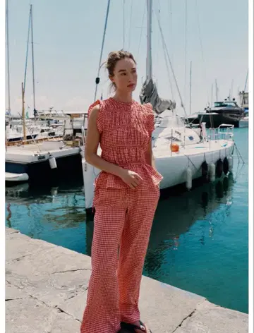 ZARA 깅엄 체크 개더 상의 XS 사이즈