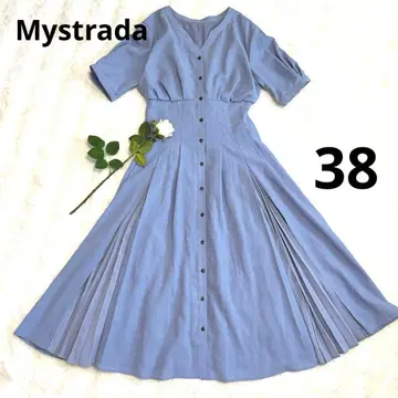 Mystrada A라인 플리츠 롱 원피스 뒷 리본 38 사이즈