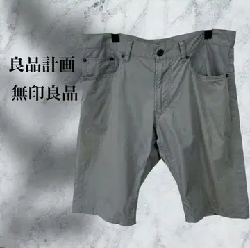 무인양품 [ MUJI ] 하프 팬츠 [ M ] 그레이 무릎 기장 코튼 캐주얼