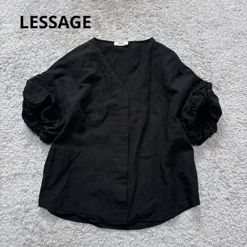 LESSAGE 레사주 저널 스탠다드 린넨 블라우스 퍼프 슬리브