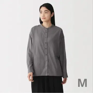 무인양품 강연 시어 긴팔 셔츠 M 차콜 그레이